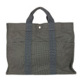 Hermes Tote Her Line MM Grey Silver Hardware Canvas Handbag