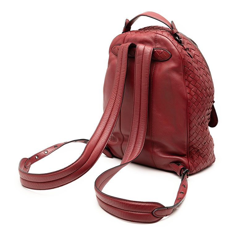 Bottega Veneta Intrecciato Backpack Wine Red Leather — view 2