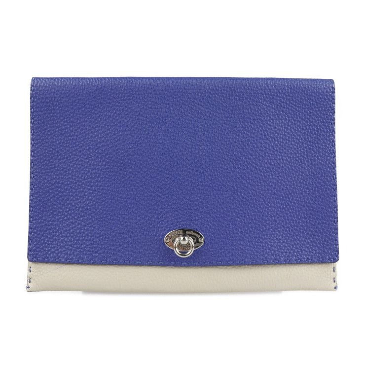 Fendi Alda 326 Clutch Bag 8 N0104 Leather Blue White Selleria Second Turnlock