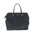 Prada Tessuto Black Gold Nylon Shoulder Bag Tote