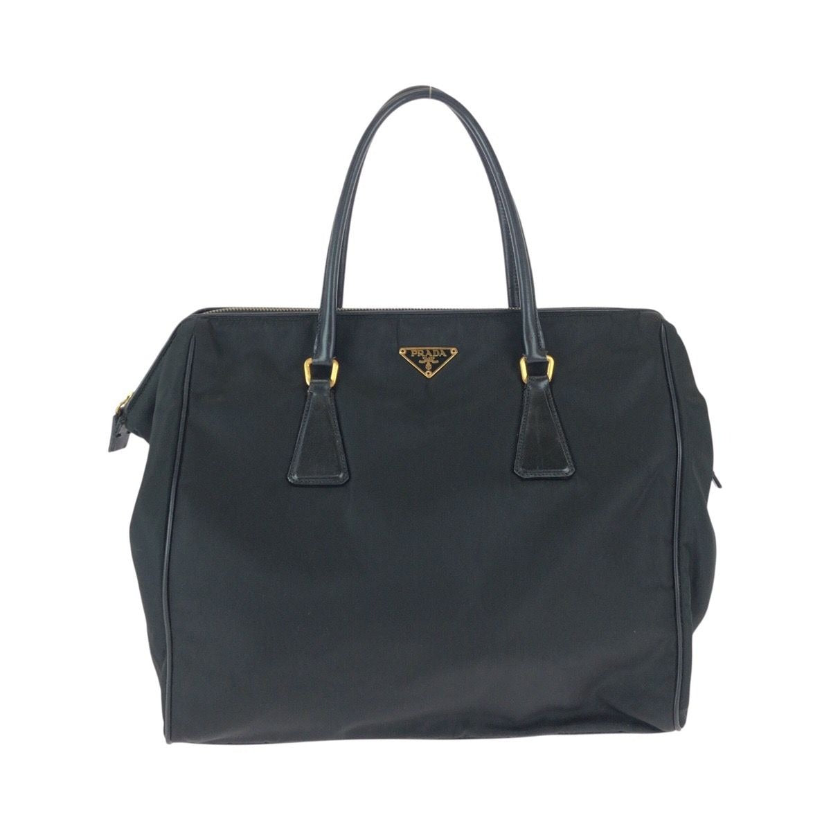 Prada Tessuto Black Gold Nylon Shoulder Bag Tote