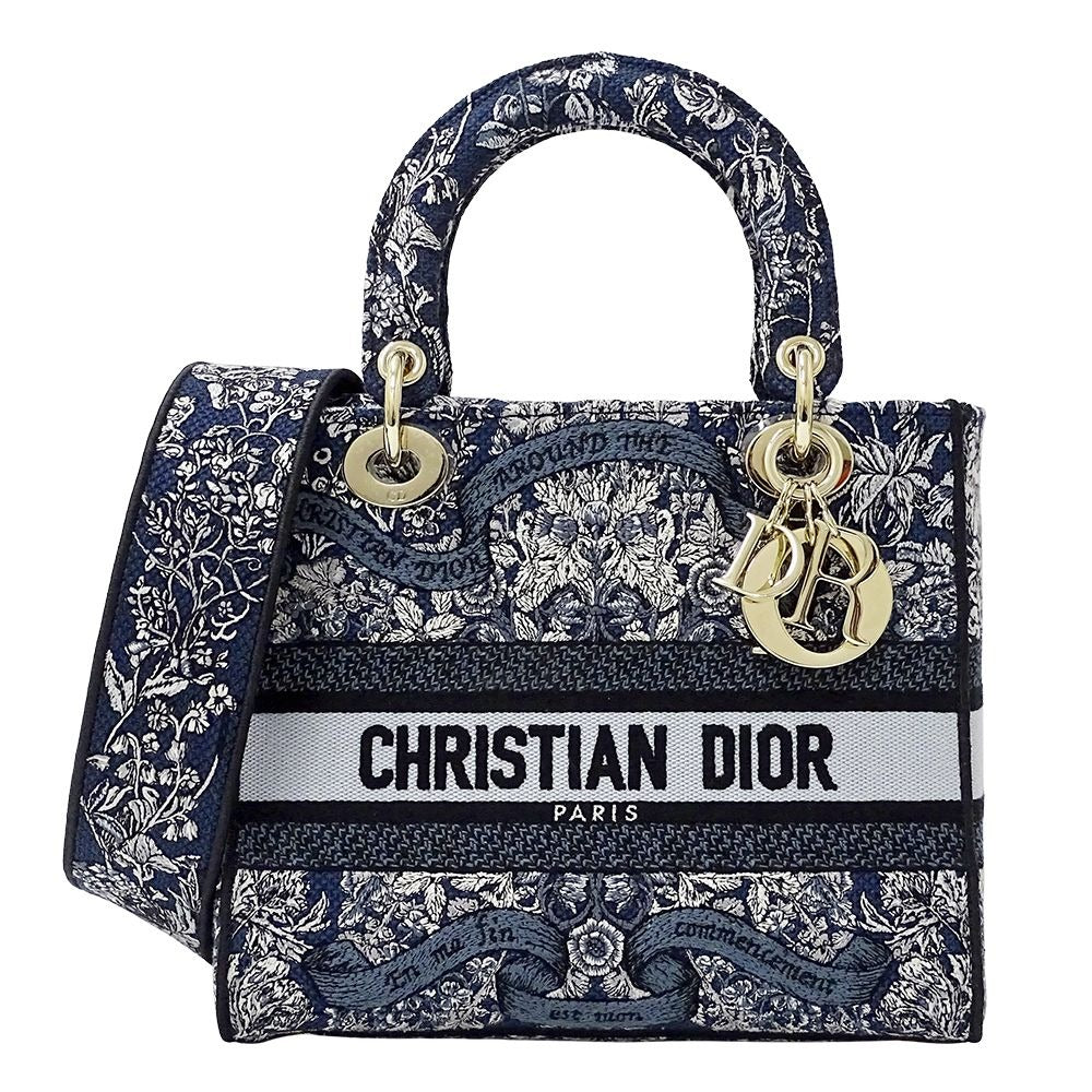 Dior 2-Way Shoulder Bag Lady Delight Jacquard Blue Navy