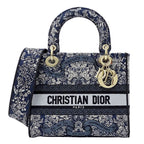 Dior 2-Way Shoulder Bag Lady Delight Jacquard Blue Navy