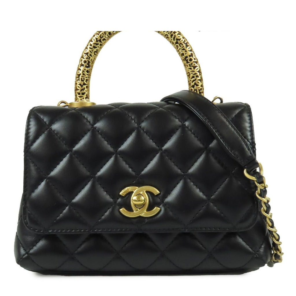 Chanel Coco Handle XS Flap Black Gold Calfskin 2-Way Shoulder Bag
