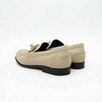 Hermes D'esting Loafers Leather Shoes Beige Gold Kelly Hardware — view 4