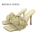 Bottega Veneta Lido Sandals Mule Shoes Intrecciato Raffia Beige