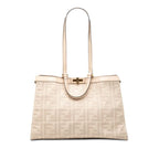 Fendi Zucca Peekaboo Ext Tote Shoulder Bag Pink Canvas Leather