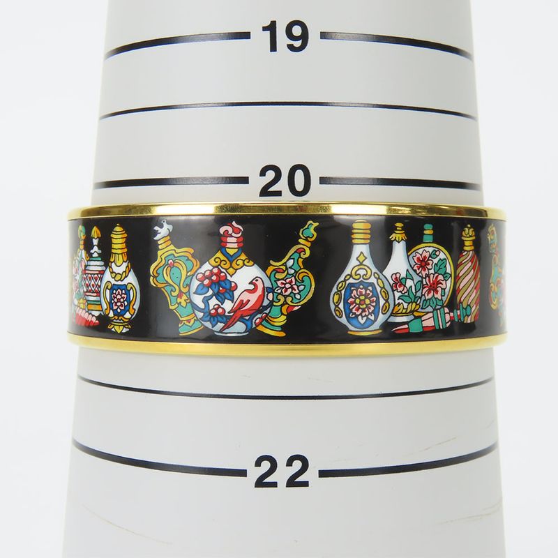 Hermes Bangle Emile Metal Cloisonne Black Multicolor Gold Hardware Plated — view 9