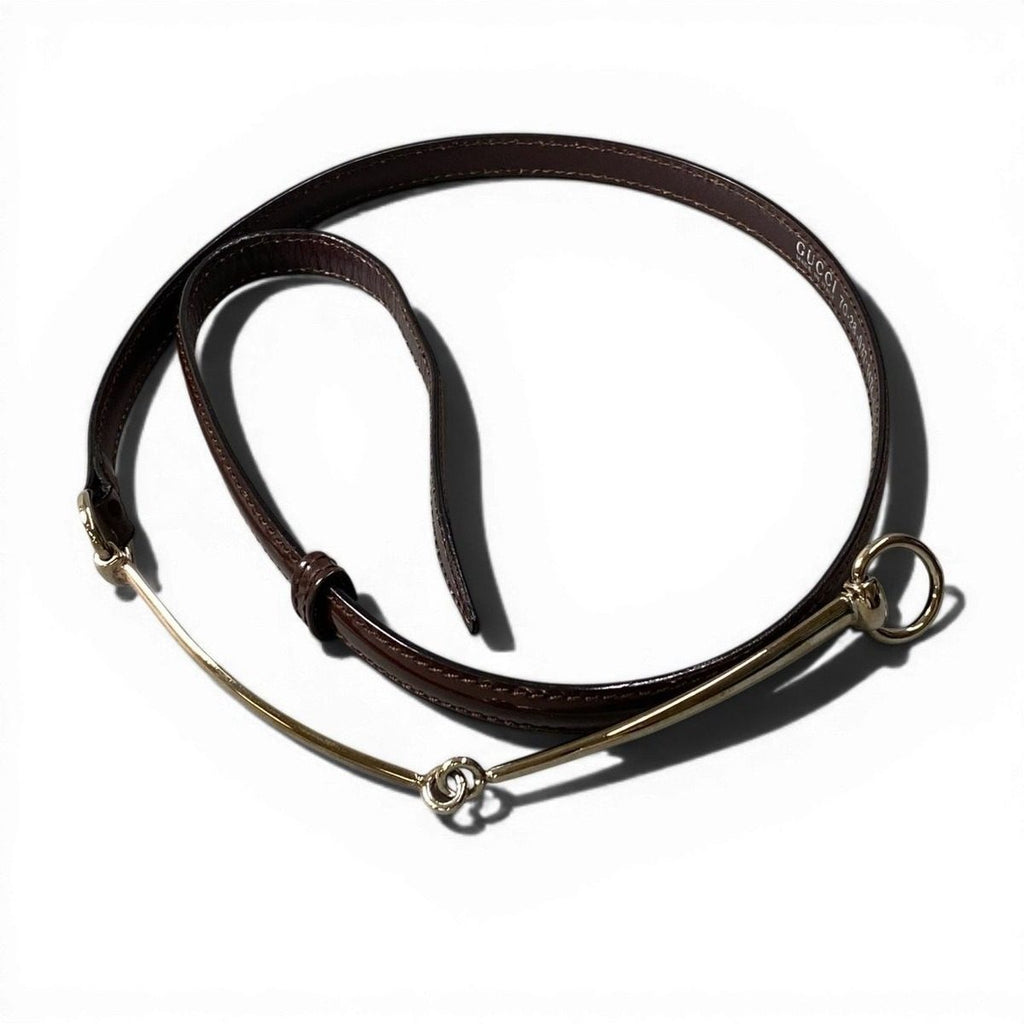 Gucci Horsebit Thin Belt Brown — view 2