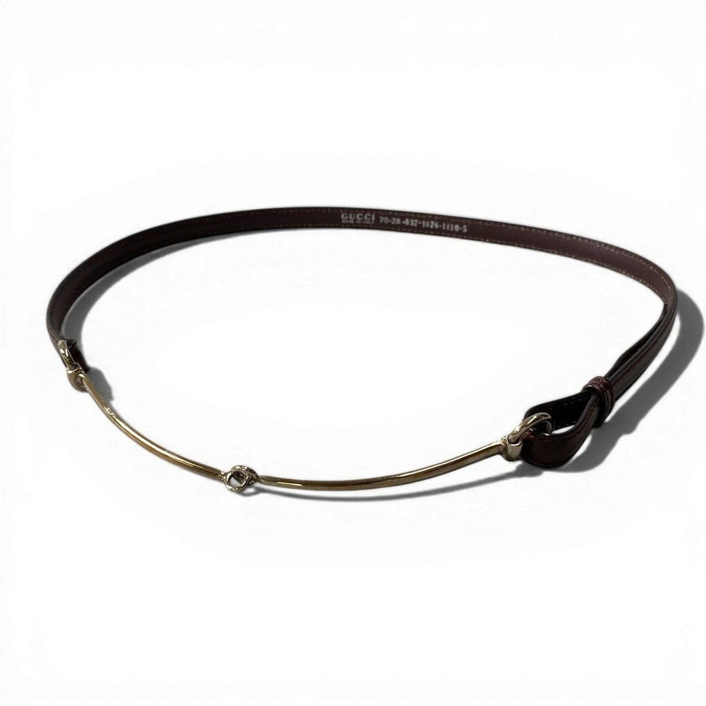 Gucci Horsebit Thin Belt Brown