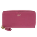 Gucci Bamboo Leather Magenta Round Zipper Long Wallet 1329