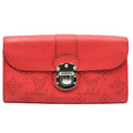 Louis Vuitton Portefeuille Iris Mahina Corail Leather Red Bifold Wallet Silver