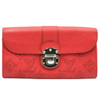Louis Vuitton Portefeuille Iris Mahina Corail Leather Red Bifold Wallet Silver