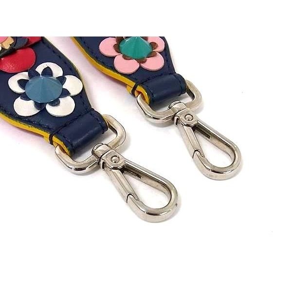 Fendi Strap Leather Shoulder Tote Bag Navy Multicolor — view 3