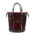 Louis Vuitton Bucket PM Tote Bag Patent Calf Leather Black Red Monogram