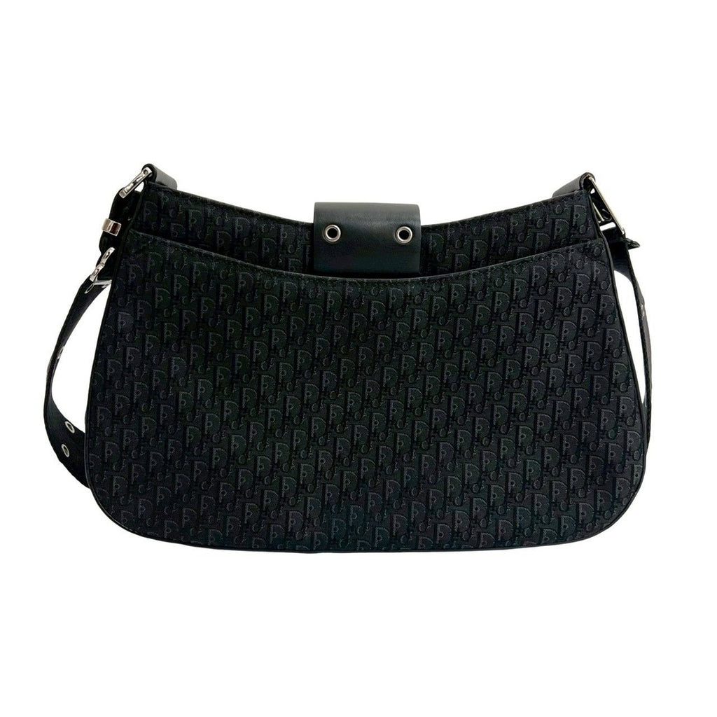 Dior Trotter Pattern Canvas Leather Shoulder Bag — view 3