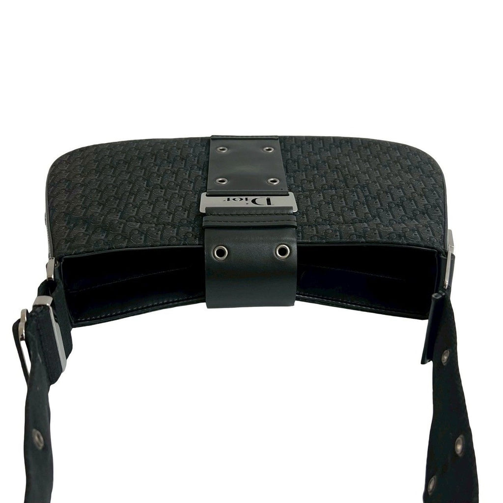 Dior Trotter Pattern Canvas Leather Shoulder Bag — view 4