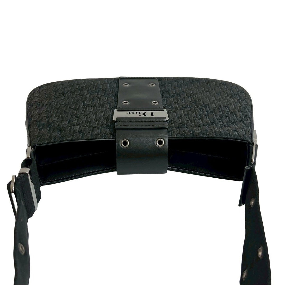 Dior Trotter Pattern Canvas Leather Shoulder Bag — view 4
