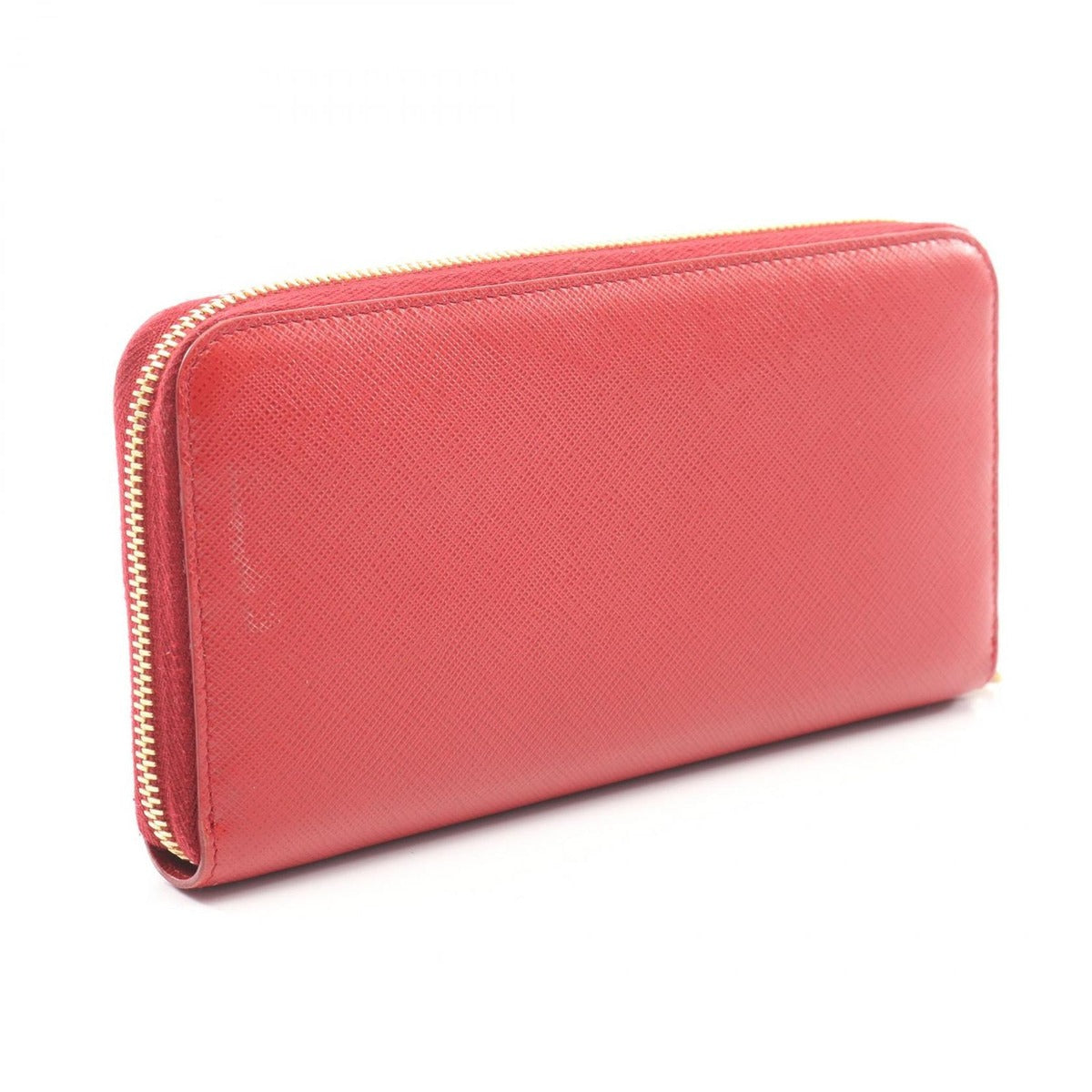 Prada Round Wallet Red Leather Zip Around — view 2