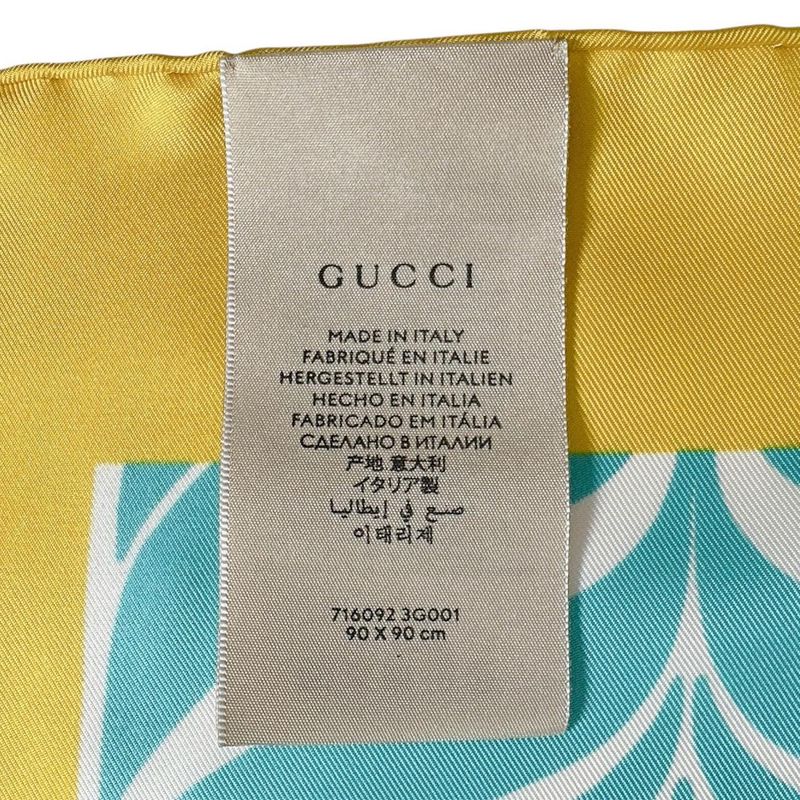 Gucci 100% Silk Scarf Adidas Collaboration Yellow And Blue — view 5