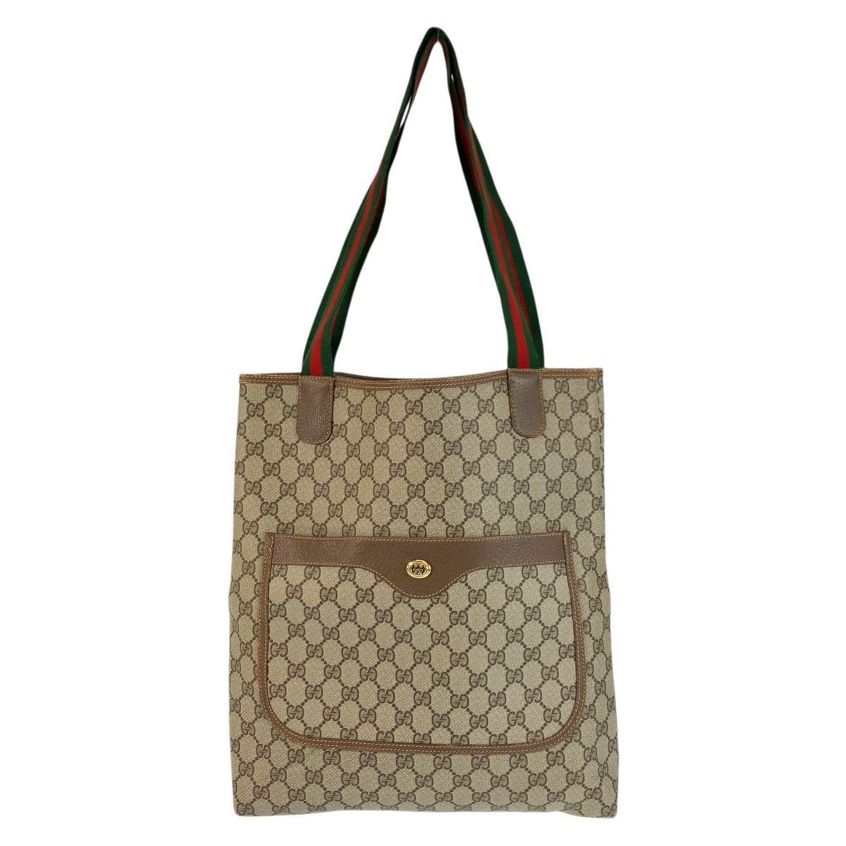Gucci Vintage Sherry Line GG Supreme Canvas Tote Shoulder Bag