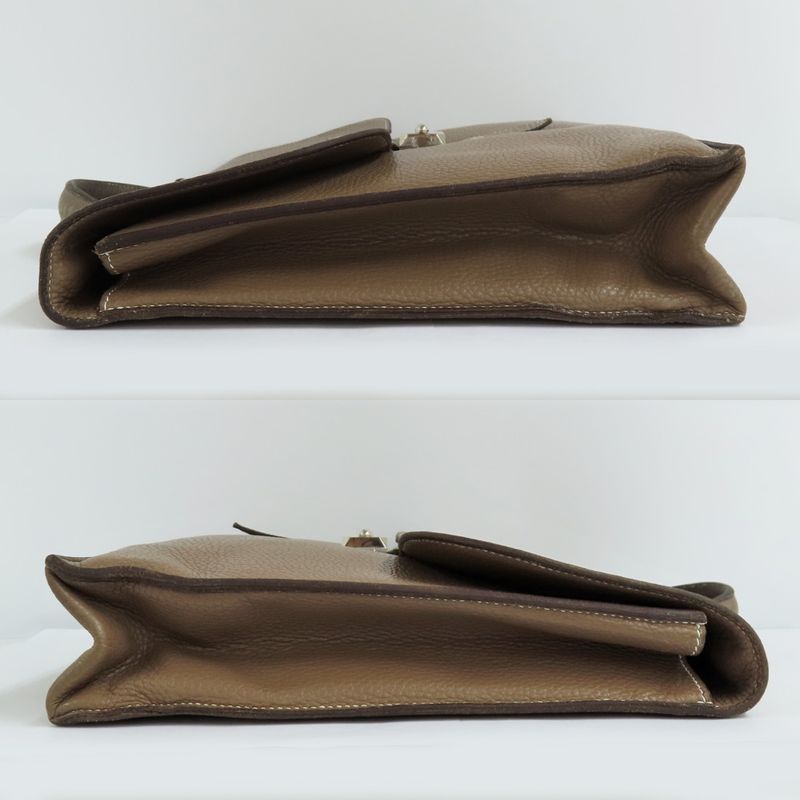 Hermes Sac A Depeches 38 Etoupe Taurillon Clemence F Stamp — view 5