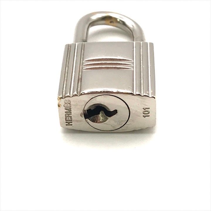 Hermes Cadena Key Padlock Silver Bag Charm — view 6