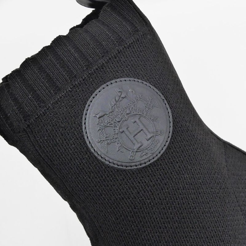 Hermes Jenna 90 Black Size 38 1 2 Short Knit Boots — view 7