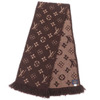 Louis Vuitton Logomania Scarf Shine Wool Silk Muffler Brown — view 2