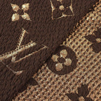 Louis Vuitton Logomania Scarf Shine Wool Silk Muffler Brown — view 4