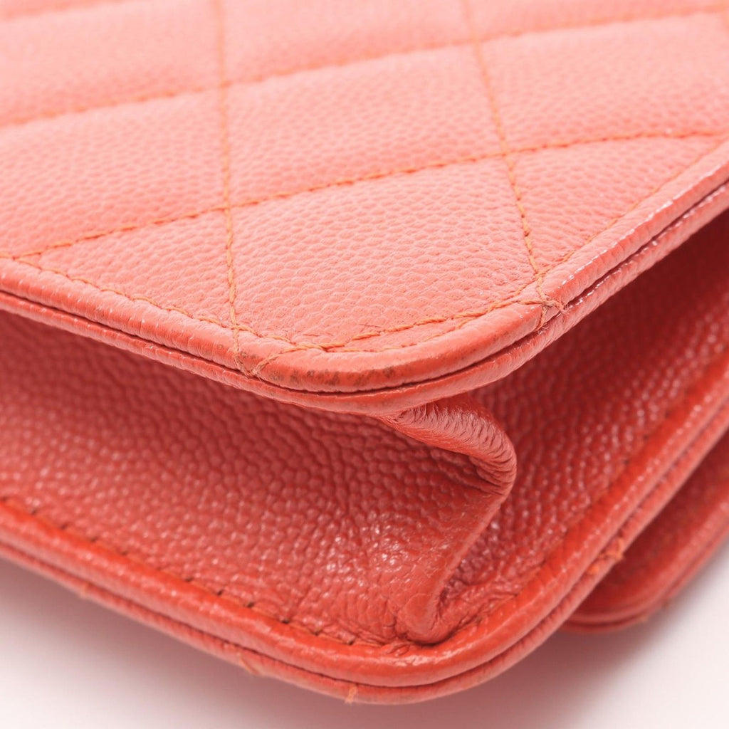 Chanel Shoulder Bag Quilted Coco Rock Orange Leather Chain Wallet — view 6