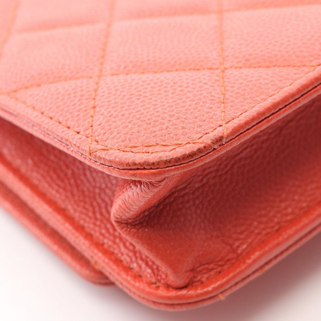 Chanel Shoulder Bag Quilted Coco Rock Orange Leather Chain Wallet — view 7