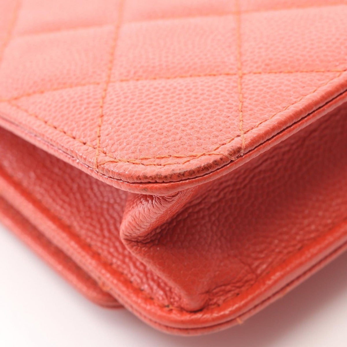 Chanel Shoulder Bag Quilted Coco Rock Orange Leather Chain Wallet — view 7