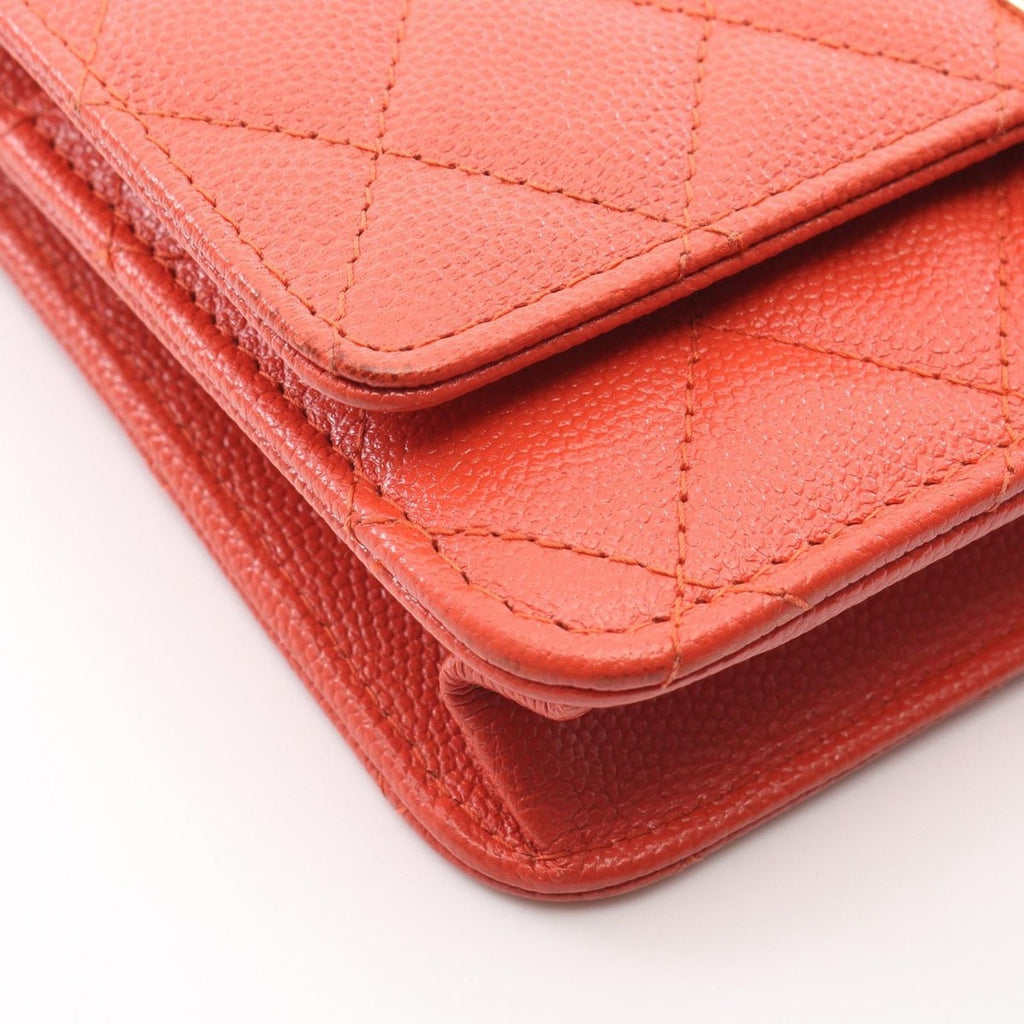 Chanel Shoulder Bag Quilted Coco Rock Orange Leather Chain Wallet — view 9