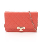 Chanel Shoulder Bag Quilted Coco Rock Orange Leather Chain Wallet