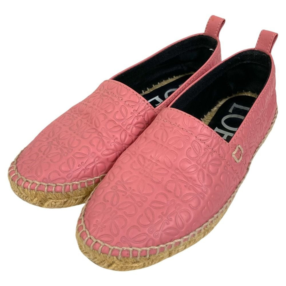 Loewe Anagram Leather Espadrille Slip Ons 35 Pink