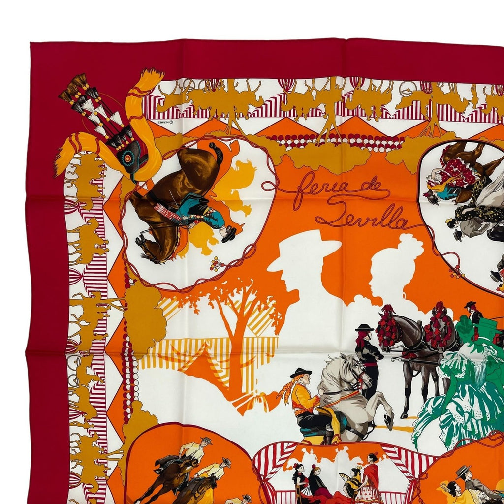 Hermes Scarf Silk Carre 90 Feria de Sevilla Seville Holiday Red — view 2
