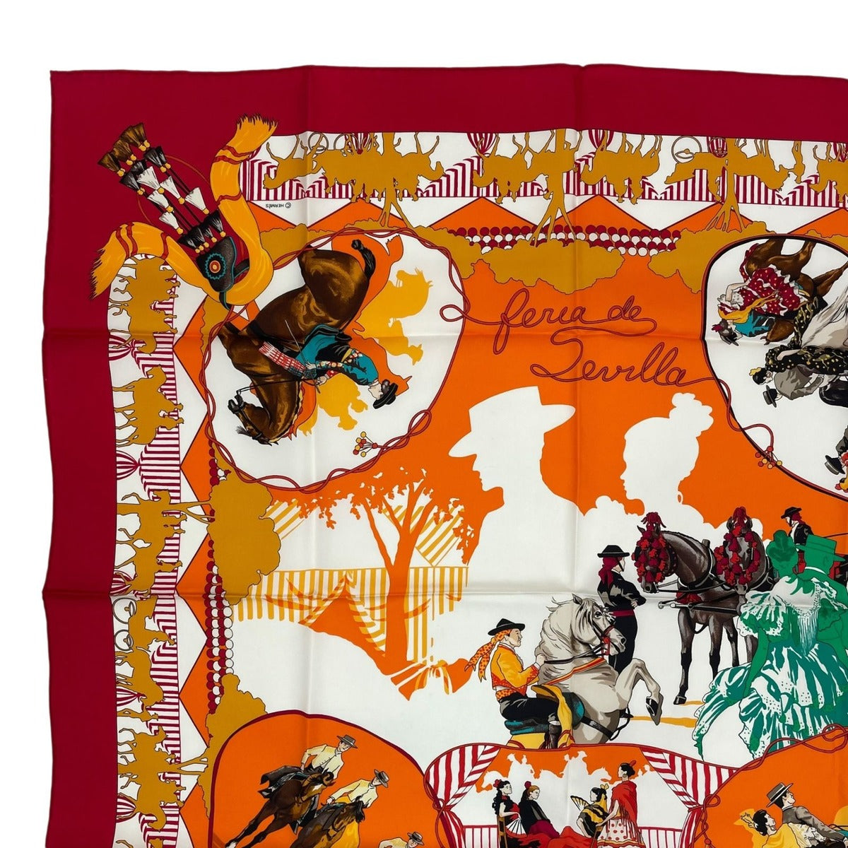Hermes Scarf Silk Carre 90 Feria de Sevilla Seville Holiday Red — view 2