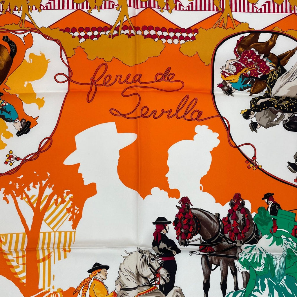 Hermes Scarf Silk Carre 90 Feria de Sevilla Seville Holiday Red — view 6
