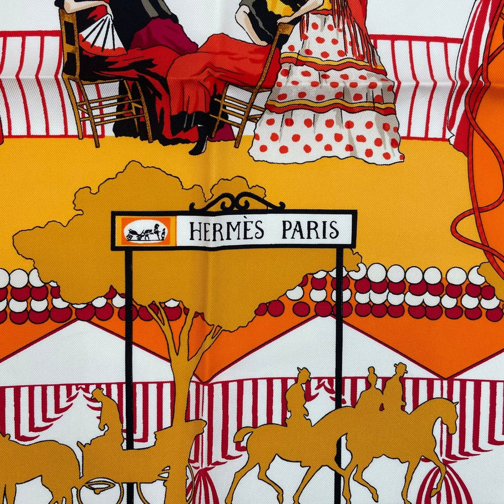 Hermes Scarf Silk Carre 90 Feria de Sevilla Seville Holiday Red — view 7