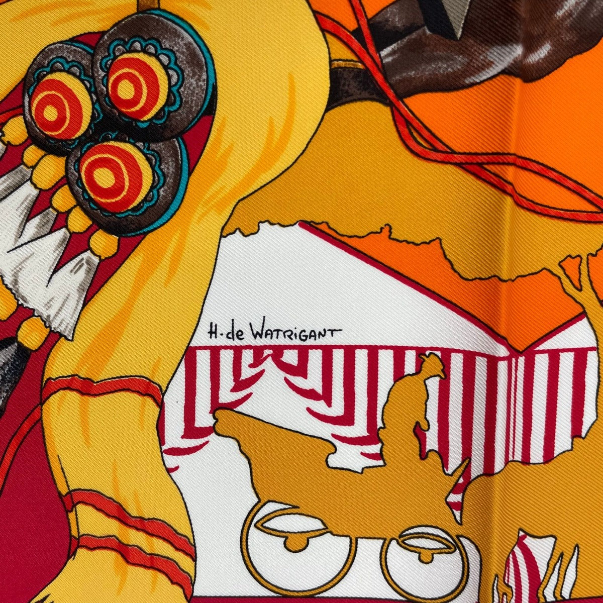 Hermes Scarf Silk Carre 90 Feria de Sevilla Seville Holiday Red — view 8