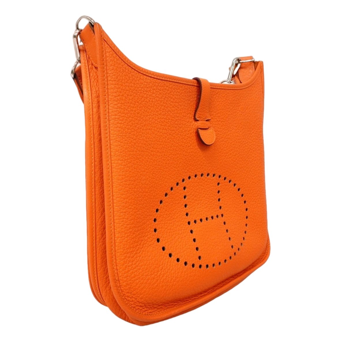 Hermes Shoulder Bag Evelyne Taurillon Clemence Orange Silver — view 2