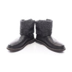 Chanel Boots CC Logo Black Blue Fabric Leather Tweed Engineer — view 3
