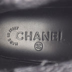 Chanel Boots CC Logo Black Blue Fabric Leather Tweed Engineer — view 5