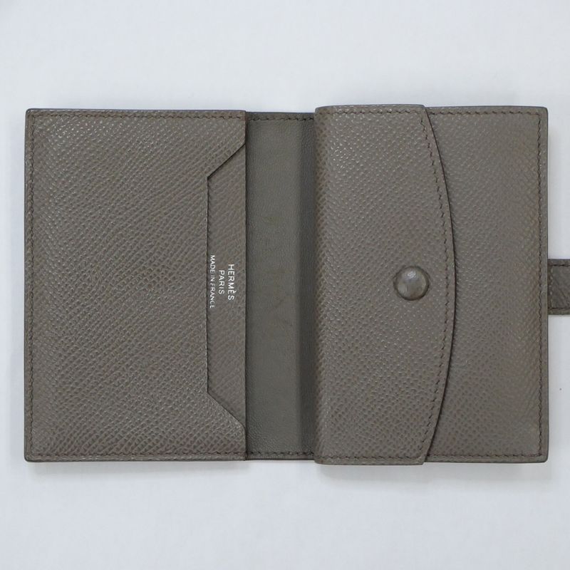 Hermes Bearn Mini Compact Wallet Ethane Silver Hardware Epson — view 6