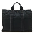 Hermes Deauville MM Tote Bag Large Handbag Canvas Black Silver Hardware — view 2