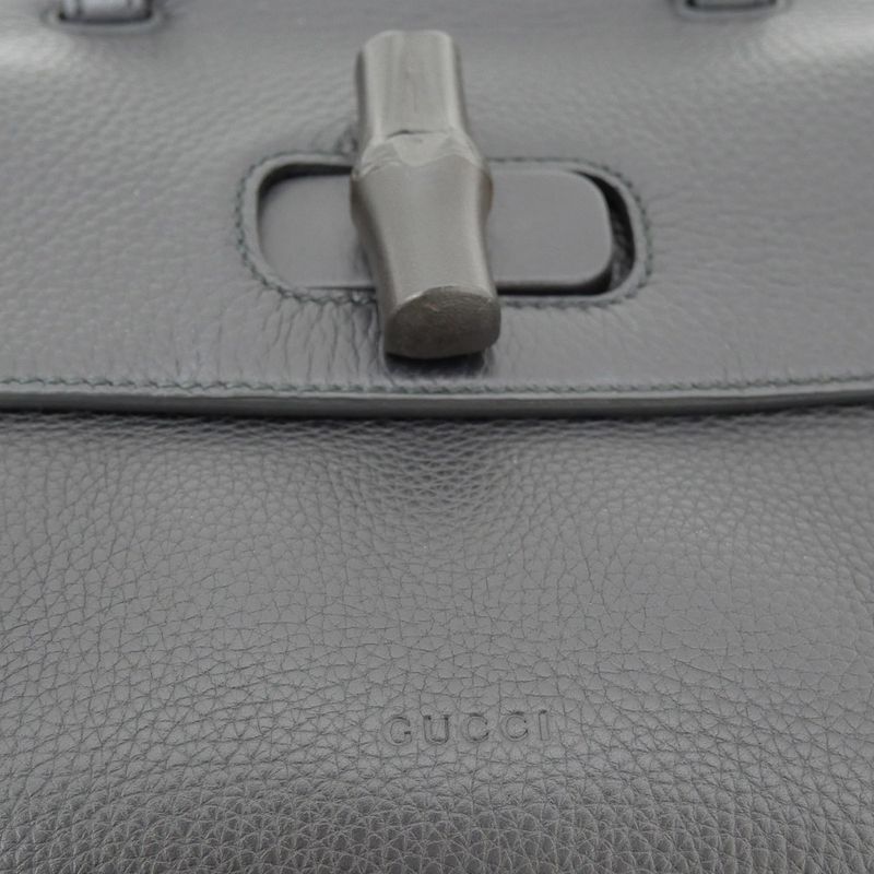 Gucci Daily Bamboo 2-Way Handbag Black Shoulder Leather — view 8