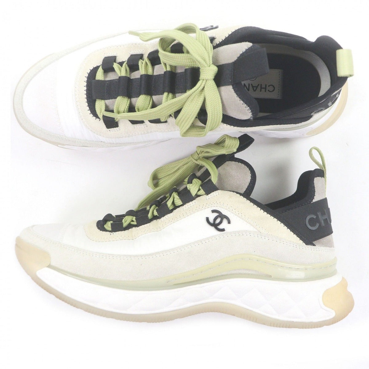 Chanel Partly Suede Leather 20K CC Logo Low Cut Sneakers Beige 39 — view 4