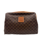 Celine Macadam Pattern Leather Brown Clutch Gold