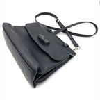 Gucci Daily Bamboo Handbag Leather Black Silver Hardware — view 6